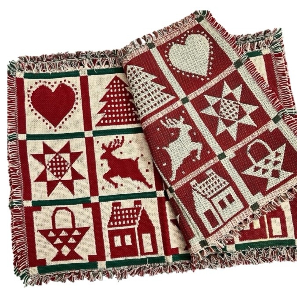 Vintage Tapestry Placemats Christmas Holiday Set of 6